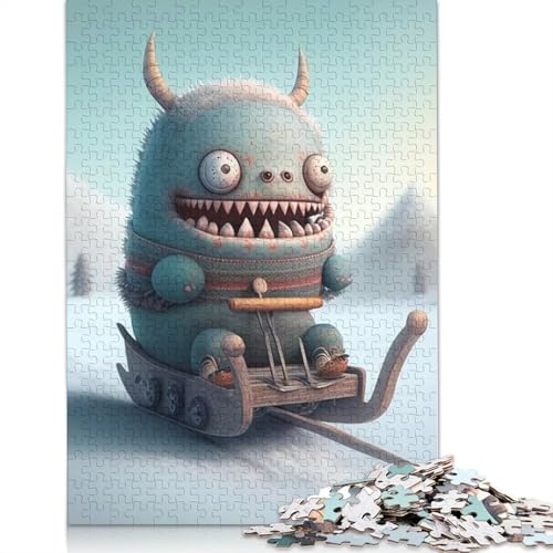Niedliche Monster Puzzle 1000 Teile für Erwachsene, Halloween-Geschenk, Holzpuzzle für Erwachsene und Jugendliche, 1000 Teile Lernpuzzle (75x50cm) von QASEYIPV