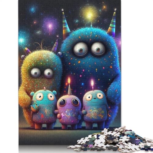 Niedliche Monster Puzzle 1000 Teile für Erwachsene, Holzpuzzle für Erwachsene, Teenager, Männer und Frauen, Geschenk 1000 Teile (75x50cm) von QASEYIPV