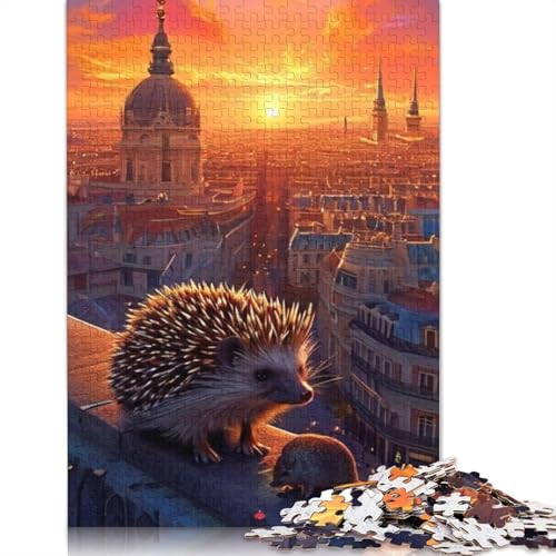 Niedlicher Igel 1000 Teile Holzpuzzle für Erwachsene Puzzle Weihnachtsgeschenke Lernspiel Herausforderung Spielzeug 1000 Teile (75x50cm) von QASEYIPV