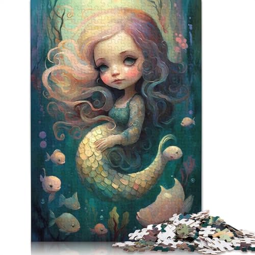 Niedliches Meerjungfrau-Puzzle, 100% recyceltes Kartonpapier, rechteckiges Puzzle für Erwachsene und Kinder, 1000 Teile (75 x 50 cm) von QASEYIPV