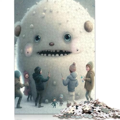 Niedliches Monster-Puzzle für Erwachsene und Teenager, 1000 Teile, Holzpuzzle für Teenager, Geschenke, Puzzlespiel, 1000 Teile (75 x 50 cm) von QASEYIPV