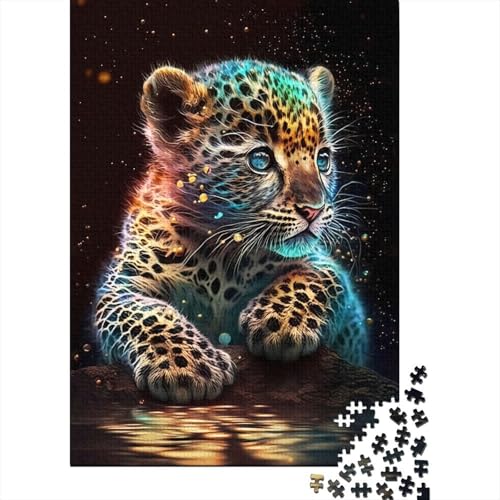 Niedliches Puzzle für Erwachsene mit kosmischen Leoparden, 1000 Teile, Holzpuzzle für Erwachsene, Puzzle für Jugendliche ab 12 Jahren, 1000 Teile Weihnachtsgeschenke (75x50cm) von QASEYIPV