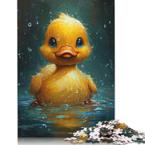 Niedliches kleines gelbes Enten-Puzzle, präzises, ineinandergreifendes rechteckiges Papierpuzzle für Jungen oder Mädchen, 1000 Teile (75 x 50 cm) von QASEYIPV