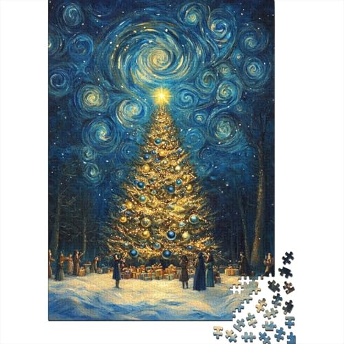 Ölgemälde-Weihnachtsbaum-Puzzle, Premium-Puzzle aus 100% recyceltem Kartonpapier, rechteckig, für Erwachsene und Teenager, einzigartiges, 1000 Teile (75 x 50 cm) von QASEYIPV