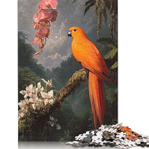 Orangefarbener Papagei im Dschungel-Puzzle für Erwachsene und Jugendliche, 1000 Teile, Papierpuzzle für Teenager, Geschenke, Denksportspiel, 1000 Teile (75 x 50 cm) von QASEYIPV