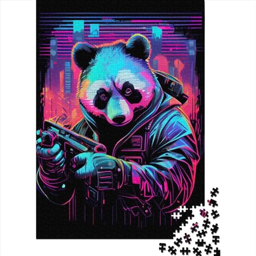 Panda2 Neon Puzzle, 1000 Teile, für Erwachsene, Lernspiel aus Papier für Jugendliche, 38 x 26 cm von QASEYIPV