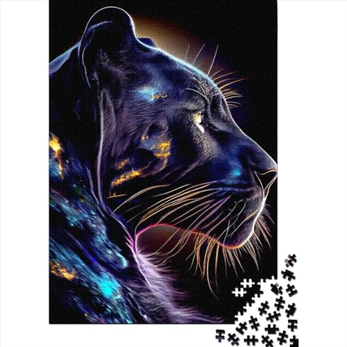 Panther 1000 Teile Puzzle für Erwachsene, Halloween-Geschenk, Holzpuzzle für Erwachsene, Familienspaß und Spieleabend, 1000 Teile (75x50cm) von QASEYIPV