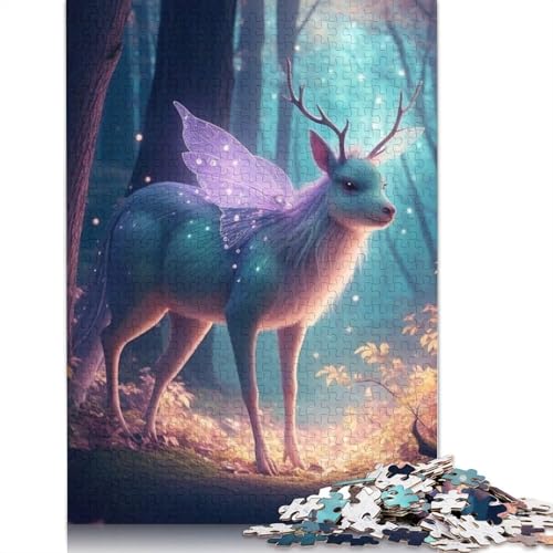 Papierkunstpuzzle Elch, 1000 Teile, Puzzle für Erwachsene, Lernspiel, Spielzeug, Geschenke für Heiligabend, 1000 Teile (38 x 26 cm) von QASEYIPV