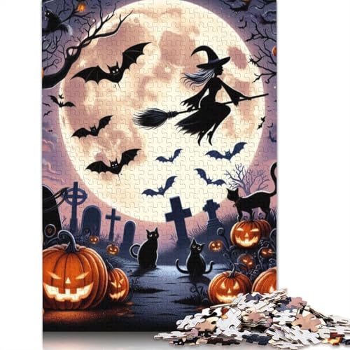 Papierpuzzle, 1000 Stück, Halloween-Hexe, für Erwachsene, pädagogisches Spiel, Herausforderungsspielzeug, 1000 Teile (38 x 26 cm) von QASEYIPV