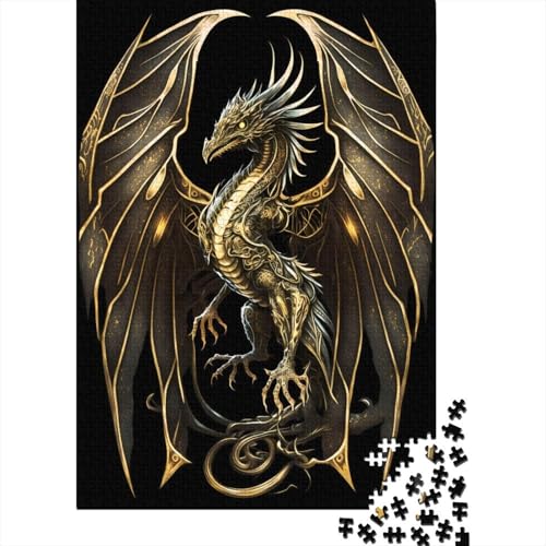 Papierpuzzle, 1000 Teile, Goldener Drachenkönig, für Erwachsene, pädagogisches Spiel, Herausforderungsspielzeug, 1000 Teile (38 x 26 cm) von QASEYIPV