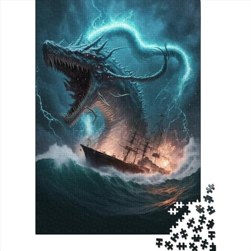 Papierpuzzle, 1000 Teile, Monster Invasion, für Erwachsene, schwer zu lösen, ideal für Heiligabend, 1000 Teile (38 x 26 cm) von QASEYIPV