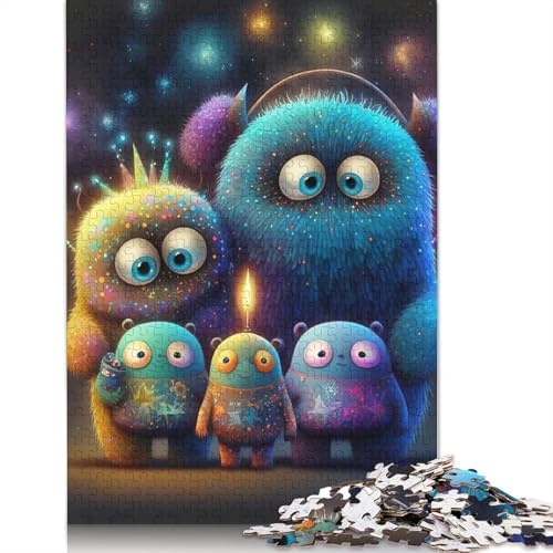 Papierpuzzle, 1000 Teile, niedliche Monster für Erwachsene, schwer zu lösen, ideal für Heiligabend, 1000 Teile (38 x 26 cm) von QASEYIPV