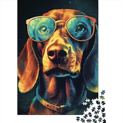 Papierpuzzle mit 1000 Stück, bunte Dackel, für Erwachsene und Jugendliche, ab 12 Jahren, 1000 Teile (38 x 26 cm). von QASEYIPV