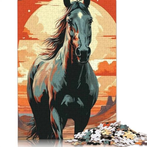 Pferde Kunstpuzzle für Erwachsene und Teenager, 1000 Teile, Holzpuzzle für Erwachsene, Puzzle für Jugendliche ab 12 Jahren, Weihnachtsgeschenke, 1000 Teile (75x50cm) von QASEYIPV