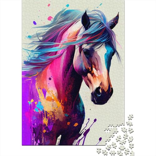 Pferdepuzzle für Erwachsene und Jugendliche, bunt, Familienspiel, 1000 Teile (75 x 50 cm) von QASEYIPV