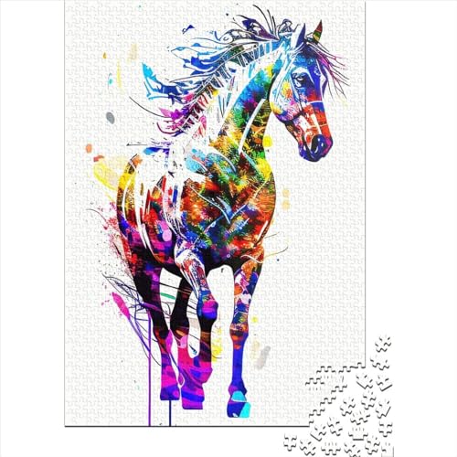 Pferdepuzzle mit 1000 Teilen für Erwachsene und Holzpuzzle, Lernspiele für Kinder, 1000 Teile (75 x 50 cm) von QASEYIPV