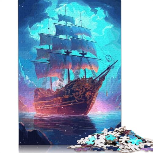 Piratenschiff-Puzzle, Familienspaß, rechteckiges Papierpuzzle für Kinder und Erwachsene ab 12 Jahren, Geburtstagsgeschenk, 1000 Teile (75 x 50 cm) von QASEYIPV