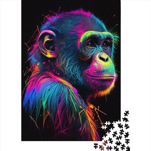 Pop Art Holzpuzzle 1000 Teile Affen Tiere Puzzle für Erwachsene und Jugendliche ab 12 Jahren Weihnachtsgeschenke 1000 Teile (75x50cm) von QASEYIPV