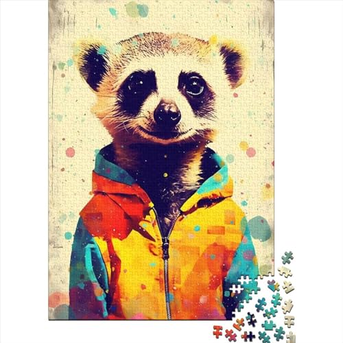 PopArt Meerkat Puzzle 1000 Teile für Erwachsene und Jugendliche, Lernspiele für Zuhause, DIY Spielzeug, Weihnachtsgeschenke, 1000 Teile (38 x 26 cm) von QASEYIPV