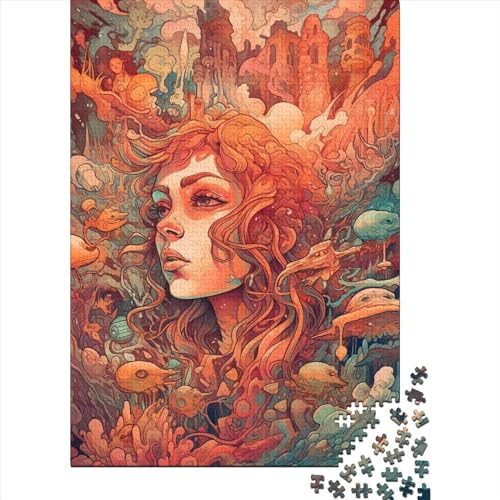 Psychedelisches Puzzle, 1000 Teile, für Erwachsene und Holzpuzzle, Lernspiele für Kinder, 1000 Teile (38 x 26 cm) von QASEYIPV