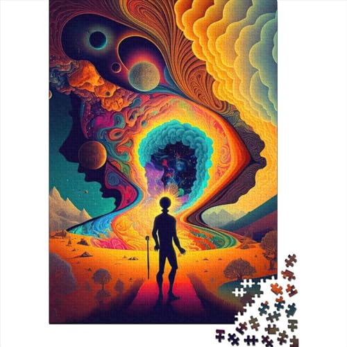 Psychedelisches Puzzle, 1000 Teile für Erwachsene, Halloween-Geschenk, Puzzle, Lernspiel, Herausforderung, Spielzeug, 1000 Teile (75 x 50 cm) von QASEYIPV