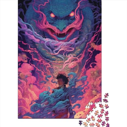 Psychedelisches Puzzle 1000 Teile Schlange für Erwachsene, Puzzle für Erwachsene, Halloween-Geschenk ab 14 Jahren, 1000 Teile (75x50cm) von QASEYIPV