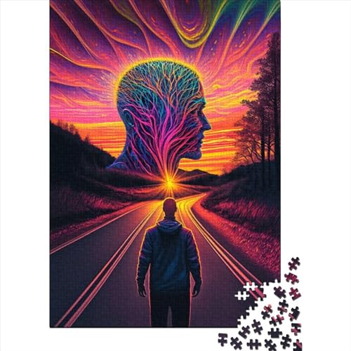 Psychedelisches Puzzle 1000 Teile für Erwachsene, Holzpuzzle, Pädagogisches Spiel für Erwachsene Teenager, 1000 Teile (75x50cm) von QASEYIPV