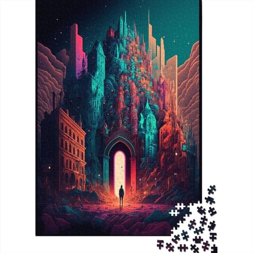 Psychedelisches Stadtpuzzle für Erwachsene, 1000 Teile, für Jugendliche ab 12 Jahren, Weihnachtsgeschenk, 1000 Teile (38 x 26 cm) von QASEYIPV