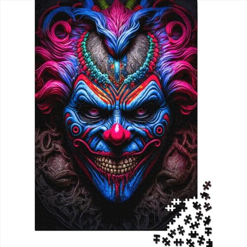 Psycho Clown Kreatives quadratisches Puzzle mit 1000 Teilen für Erwachsene und Holzpuzzle, herausforderndes Spiel 1000 Teile (38 x 26 cm) von QASEYIPV