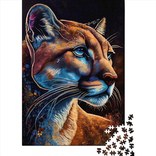 Puma-Puzzle, 1000 Teile, Tinte für Erwachsene und Holzpuzzle, Familien-Lernspiel, 1000 Teile (38 x 26 cm) von QASEYIPV