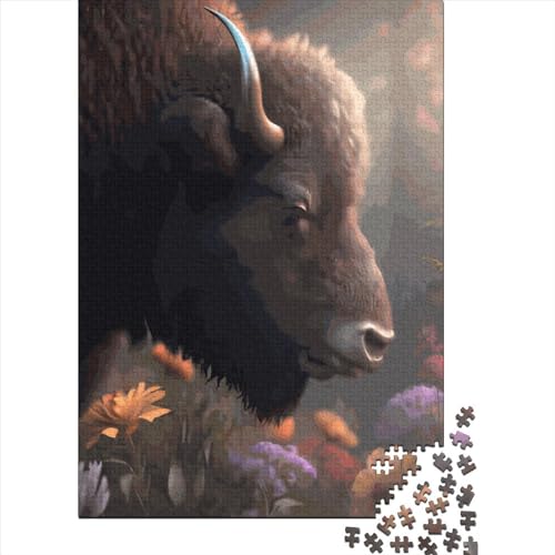 Puzzle, 1000 Teile, Bisontiere, für Erwachsene, Holzpuzzle, Lernspiele für Kinder, 1000 Teile (75 x 50 cm) von QASEYIPV