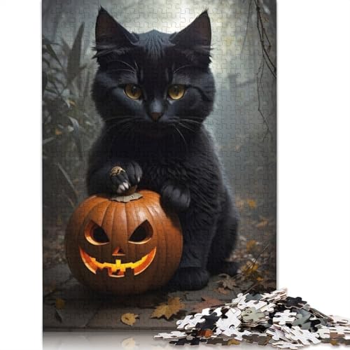 Puzzle, 1000 Teile, Halloween-Katzen, für Erwachsene, schwer zu lösen, für die Familie, 1000 Teile (38 x 26 cm) von QASEYIPV