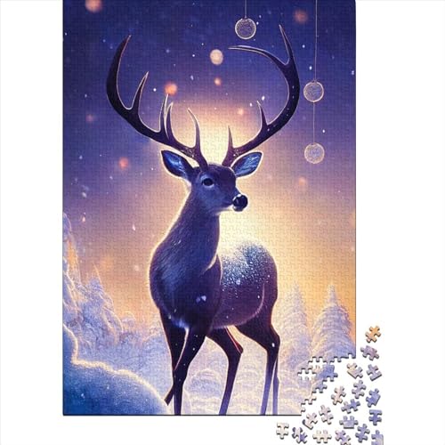 Puzzle, 1000 Teile, Hirsche und Sonnenuntergang, für Erwachsene, Erwachsene und Jugendliche ab 12 Jahren, 1000 Teile (38 x 26 cm) von QASEYIPV