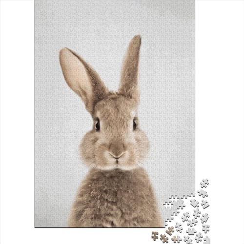 Puzzle, 1000 Teile, Kaninchen, bunt, quadratisch, für Erwachsene und Holzpuzzle, Heimdekoration, Puzzlespielzeug, 1000 Teile (38 x 26 cm) von QASEYIPV