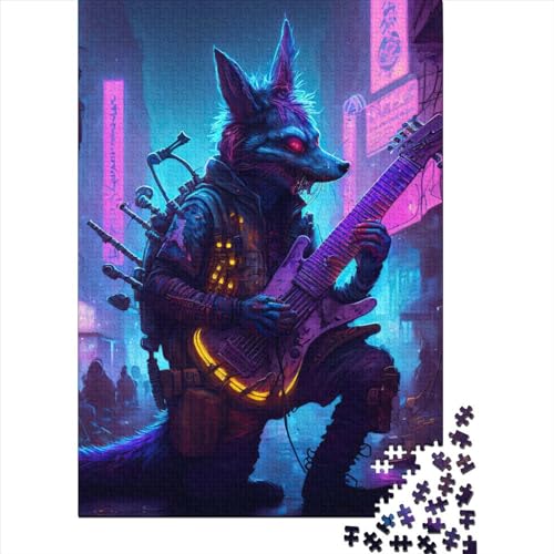 Puzzle, 1000 Teile, Kaninchen und Gitarre für Erwachsene, Holzpuzzle, Lernspiele für Kinder, 1000 Teile (75 x 50 cm) von QASEYIPV
