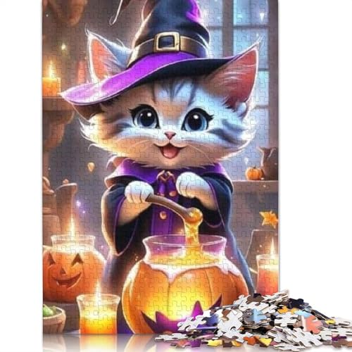 Puzzle, 1000 Teile, Katze, Halloween, für Erwachsene, Heimdekoration, 1000 Teile (38 x 26 cm) von QASEYIPV