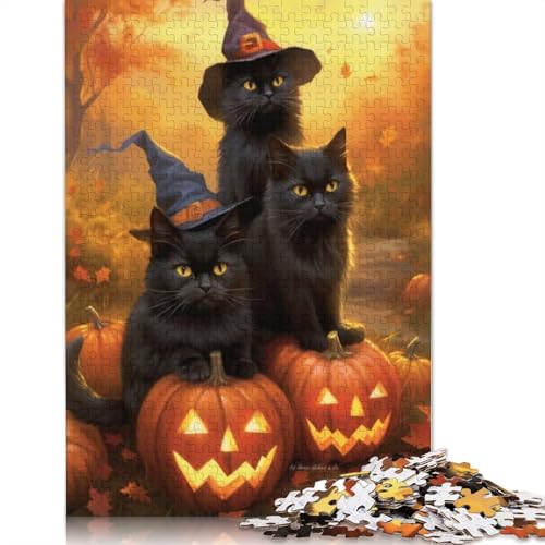 Puzzle, 1000 Teile, Katze, Halloween, für Erwachsene, einzigartige Dekoration für Zuhause und Geschenke, 1000 Teile (38 x 26 cm) von QASEYIPV