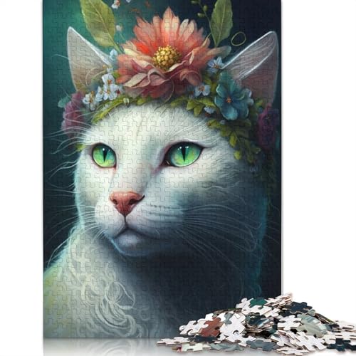 Puzzle, 1000 Teile, Katze, Tiermotiv, für Erwachsene und Jugendliche, aus Holz, Heiligabend, 1000 Teile (75 x 50 cm) von QASEYIPV