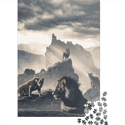 Puzzle, 1000 Teile, Löwenherde, für Erwachsene, Lernspiel aus Holz, 38 x 26 cm von QASEYIPV