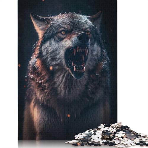 Puzzle, 1000 Teile, Wolf, für Erwachsene und Jugendliche, aus Holz, Lernspiel, Herausforderung, Spielzeug, Geburtstagsgeschenk, 1000 Teile (75 x 50 cm) von QASEYIPV