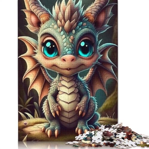 Puzzle, 1000 Teile, niedliche Drachen für Babys, für Erwachsene, Jugendliche ab 12 Jahren, 1000 Teile (38 x 26 cm) von QASEYIPV