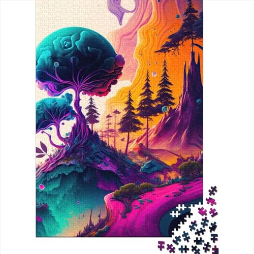 Puzzle, 1000 Teile, psychedelische Natur, für Jugendliche, Geschenke, Holzpuzzle für Erwachsene, Lernspiele für Zuhause, Spielzeug, 1000 Teile (75 x 50 cm) von QASEYIPV