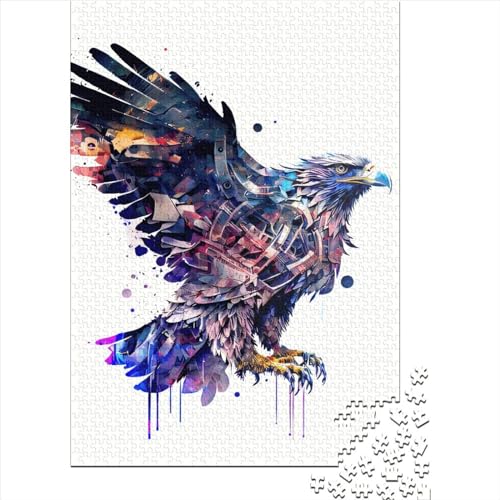 Puzzle, 1000 Teile, quadratischer Adler, für Erwachsene, Holzpuzzle für Familienaktivitäten (38 x 26 cm) von QASEYIPV