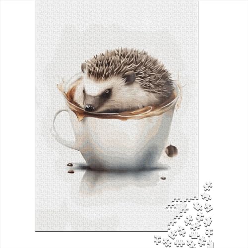Puzzle, 1000 Teile für Erwachsene, Igel-Puzzle, Holz, pädagogisches Anti-Stress-Spielzeug, 1000 Teile (75 x 50 cm) von QASEYIPV