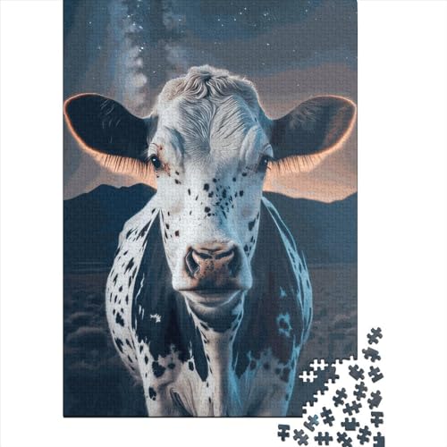 Puzzle, 1000 Teile für Erwachsene, Kuh, aus Holz, Heimdekoration, 1000 Teile (75 x 50 cm) von QASEYIPV