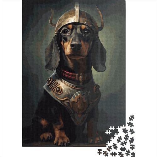 Puzzle, 1000 Teile für Erwachsene, Wikinger-Dackel, aus Holz, quadratisch, einzigartige Teile, lustige Lernspiele, Spielzeug, 1000 Teile (38 x 26 cm) von QASEYIPV