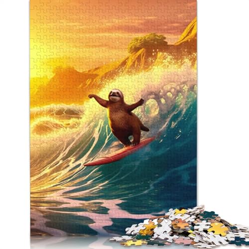 Puzzle 1000 Teile, Erstaunliches Faultier-Urlaubs-Strand-Puzzle, Puzzle für Erwachsene, Lernspiel, Lernspielzeug, Geschenke, Puzzle 1000 Teile (75 x 50 cm) von QASEYIPV