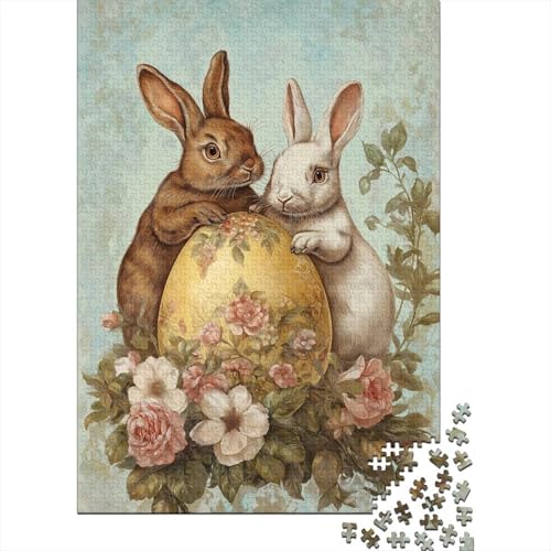 Puzzle 1000 Teile, Osterpuzzle mit niedlichen Hasen für Erwachsene, Papierpuzzle, Lernspiel für Erwachsene und Kinder, 1000 Teile (38 x 26 cm) von QASEYIPV