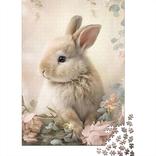 Puzzle 1000 Teile, Osterpuzzle mit niedlichen Hasen für Erwachsene, Papierpuzzle, Lernspiel für Erwachsene und Kinder, 1000 Teile (38 x 26 cm) von QASEYIPV