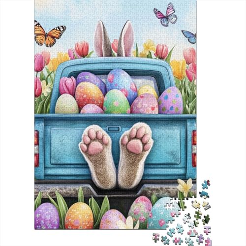 Puzzle 1000 Teile, Osterpuzzle mit niedlichen Hasen für Erwachsene, Papierpuzzle, Lernspiel für Erwachsene und Kinder, 1000 Teile (38 x 26 cm) von QASEYIPV